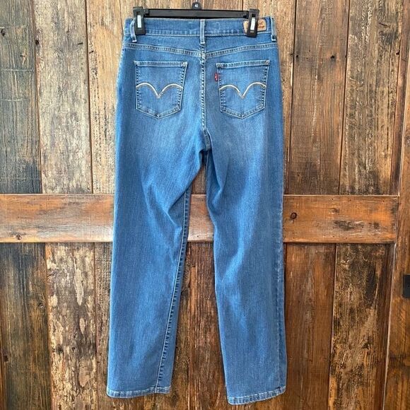 Levi’s 512 Sz 6S Blue Denim Straight Leg Perfectly Slimming Jeans - Picture 3 of 9